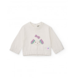 Conjunto de sudadera blanca y pantalón verde agua para niña-Tuc Tuc