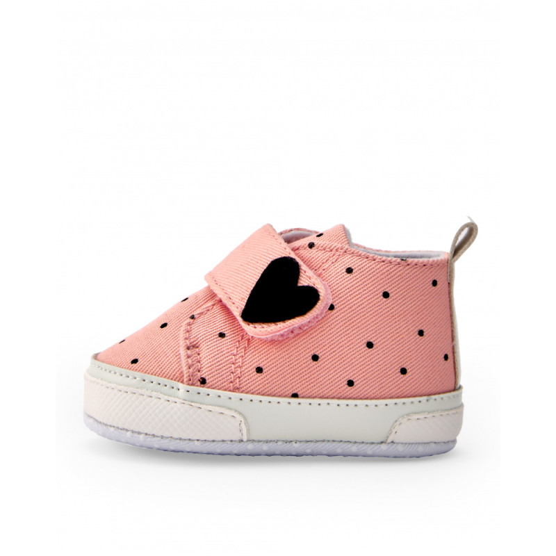 Zapato para bebé niña color rosa con estampado de lunares negros y cierre de velcro-Tuc Tuc Zapato para bebé niña color rosa con estampado de lunares negros y cierre de velcro-Tuc Tuc
