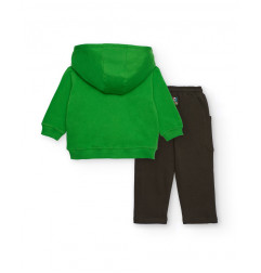 Conjunto para niño con sudadera verde y pantalón marrón con estampado de herramientas-Tuc Tuc