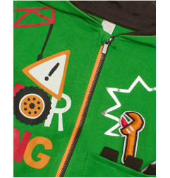 Conjunto para niño con sudadera verde y pantalón marrón con estampado de herramientas-Tuc Tuc
