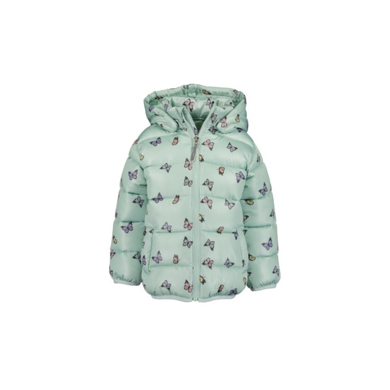 Abrigo acolchado con capucha niña cierre cremallera estampado mariposas-Blue Seven