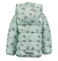 Abrigo acolchado con capucha niña cierre cremallera estampado mariposas-Blue Seven