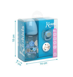 Set biberón, chupete y pinza azul-Kiokids
