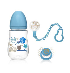 Set biberón, chupete y pinza azul-Kiokids