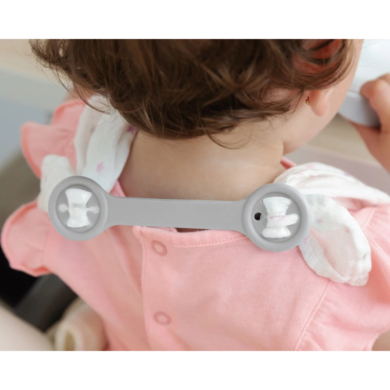 Sujeta baberos gris 2 unidades-Kiokids