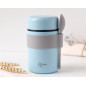 Termo papillero de acero inoxidable 500ml con cuchara azul-Kiokids
