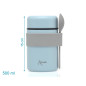 Termo papillero de acero inoxidable 500ml con cuchara azul-Kiokids