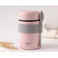 Termo papillero de acero inoxidable 500ml con cuchara rosa-Kiokids
