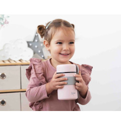 Termo papillero de acero inoxidable 500ml con cuchara rosa-Kiokids