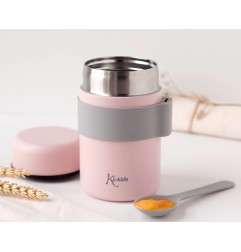Termo papillero de acero inoxidable 500ml con cuchara rosa-Kiokids