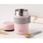 Termo papillero de acero inoxidable 500ml con cuchara rosa-Kiokids