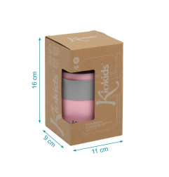 Termo papillero de acero inoxidable 500ml con cuchara rosa-Kiokids