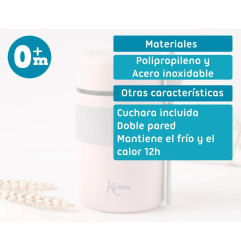Termo papillero de acero inoxidable 500ml con cuchara rosa-Kiokids