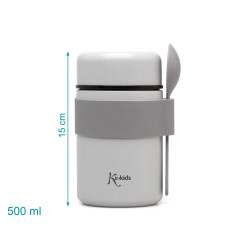 Termo papillero de acero inoxidable 500ml con cuchara gris-Kiokids