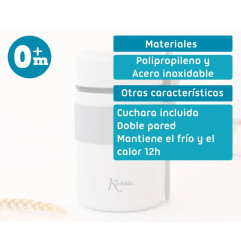 Termo papillero de acero inoxidable 500ml con cuchara gris-Kiokids