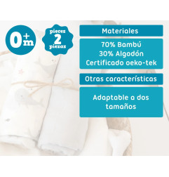 Set 2 muselinas ballenas gris 120x120cm-Kiokids