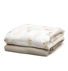 Set 2 muselinas patitos beige 120x120cm-Kiokids