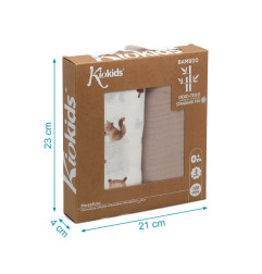 Set 2 muselinas osos marrón 120x120cm-Kiokids