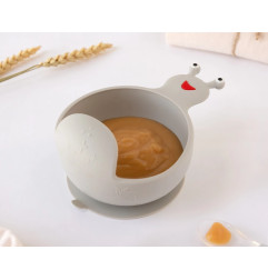 Cuenco de silicona caracol gris-Kiokids