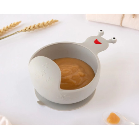 Cuenco de silicona caracol gris-Kiokids