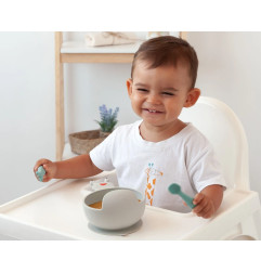 Cuenco de silicona caracol gris-Kiokids