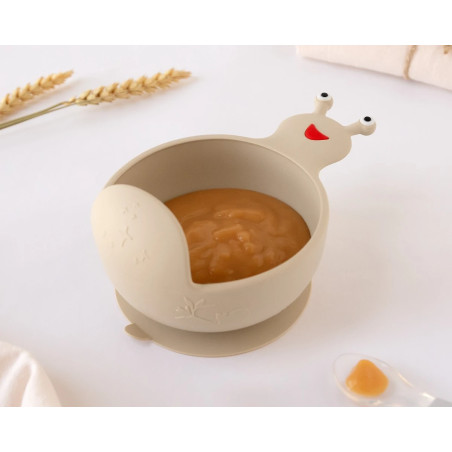 Cuenco de silicona caracol beige-Kiokids