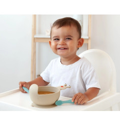 Cuenco de silicona caracol beige-Kiokids