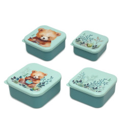 SET PORTA-ALIMENTOS 4 UNIDADES OSO VERDE SALVIA COLECCIÓN "HONEY"-Kiokids