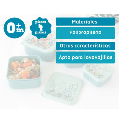 SET PORTA-ALIMENTOS 4 UNIDADES OSO VERDE SALVIA COLECCIÓN "HONEY"-Kiokids