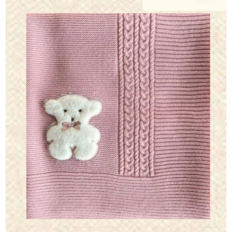 Manta Punto Oso Rosa Empolvado-Valentina