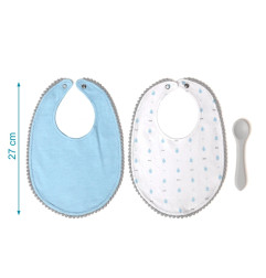 Set azul de dos baberos y cuchara-Kiokids