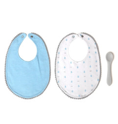 Set azul de dos baberos y cuchara-Kiokids