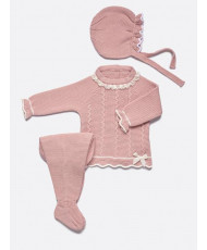 Conjunto Polaina Lin Trenzas Lazo Rosa Empolvado-Juliana