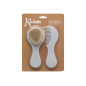 Set de peine y cepillo de cerdas naturales gris-Kiokids
