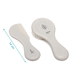 Set de peine y cepillo de cerdas naturales gris-Kiokids