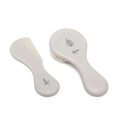 Set de peine y cepillo de cerdas naturales gris-Kiokids