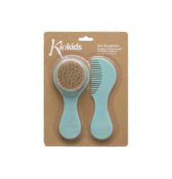 Set de peine y cepillo de cerdas naturales salvia-Kiokids