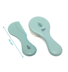 Set de peine y cepillo de cerdas naturales salvia-Kiokids