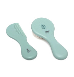 Set de peine y cepillo de cerdas naturales salvia-Kiokids