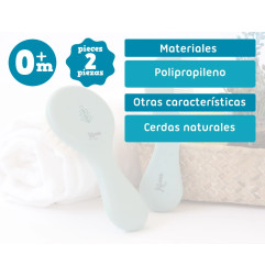 Set de peine y cepillo de cerdas naturales salvia-Kiokids