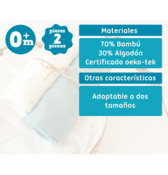 Set 2 muselinas salvia, blanco y estampado 120x120cm-Kiokids