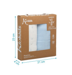 Set 2 muselinas azul, blanco y estampado 120x120cm-Kiokids