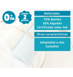 Set 2 muselinas azul, blanco y estampado 120x120cm-Kiokids