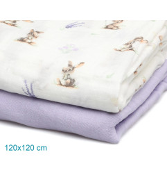Set 2 muselinas conejitos lavanda 120x120cm-Kiokids
