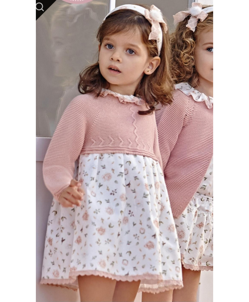 Vestido Cuerpo Ponto Tela Flores-Juliana
