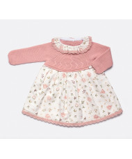 Vestido Cuerpo Ponto Tela Flores-Juliana