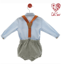 Conjunto Bebe pantalón corto con tirantes "Familia Bordados"-Del Sur