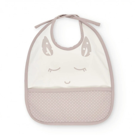 Babero impermeable con estampado de carita y bolsillo recoge-migas-Tuc Tuc