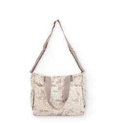 Bolso maternal con estampado de jirafas en tonos neutros-Tuc Tuc