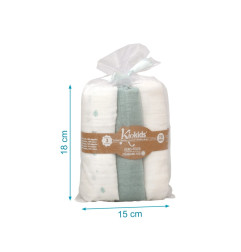 Set 3 muselinas salvia, blanco y estampado 70x70cm-Kiokids